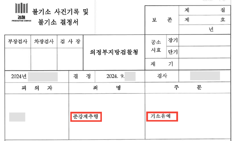 술에 취한 상태에서 우발적으로 저지른 준강제추행 혐의, 기소유예